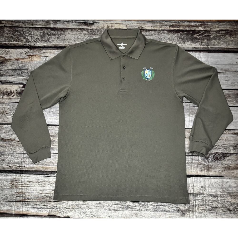 Grand Slam Golf Mens Embroidered Long Sleeve Brown Polo Shirt Size XL